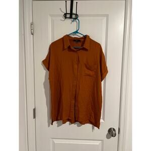 Lulus Blythe Short Sleeve Button-Up Top – Size L